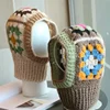 Handmade Crochet Balaclava Hats for Women Autumn and Winter Wool Knitted Pullover Beanies Cap Neck Warmer Female Hooded Caps 3