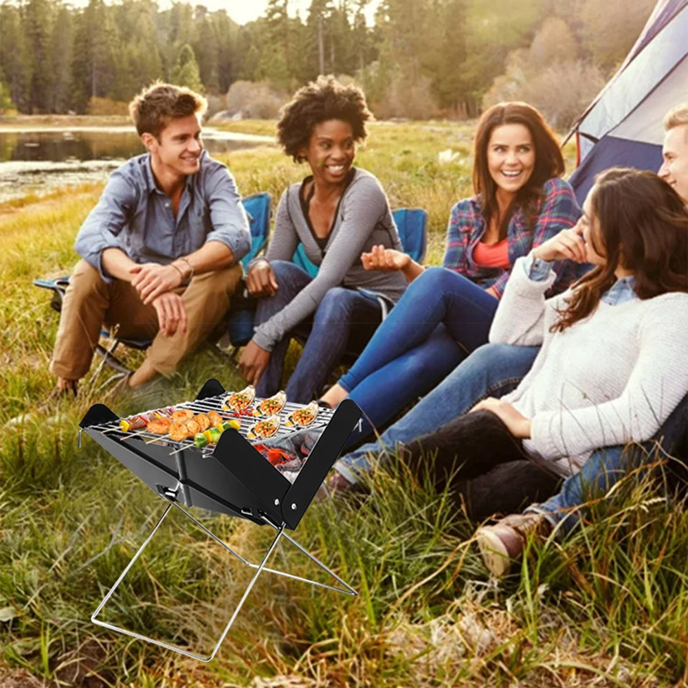 

X-Shaped Foldable Charcoal Oven Portable Mini Tabletop BBQ Grill Detachable for Outdoor Camping Picnic Travel
