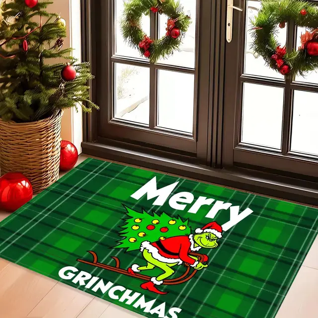 VIKAMA Christmas Santa Claus & Grinch Anti-Slip Door Mat 1