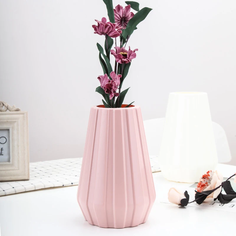Creative Fashion Flower Vase Imitation Ceramic Plastic Flower Pot Nordic Style Modern Flower Arrangement Container Home Ornament 5