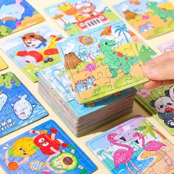 Mini Cartoon Animal Jigsaw Puzzles - Educational Toy Set for Kids' Party Favors & Kindergarten Rewards (16Pcs)