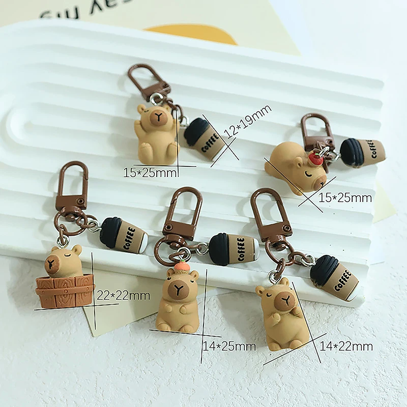 Cartoon Kapibala Key Chain Capybara Phone Pendant Headphone Case Charms Bag Decor Car Key Ring