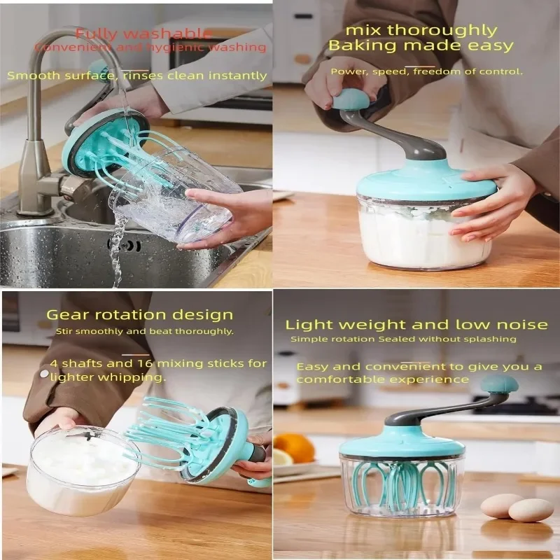 Egg Beater Hand Mixer Semi-Automatic Egg Whisk Milk Frother Handheld Mixer Hand Cranked Baking Tool