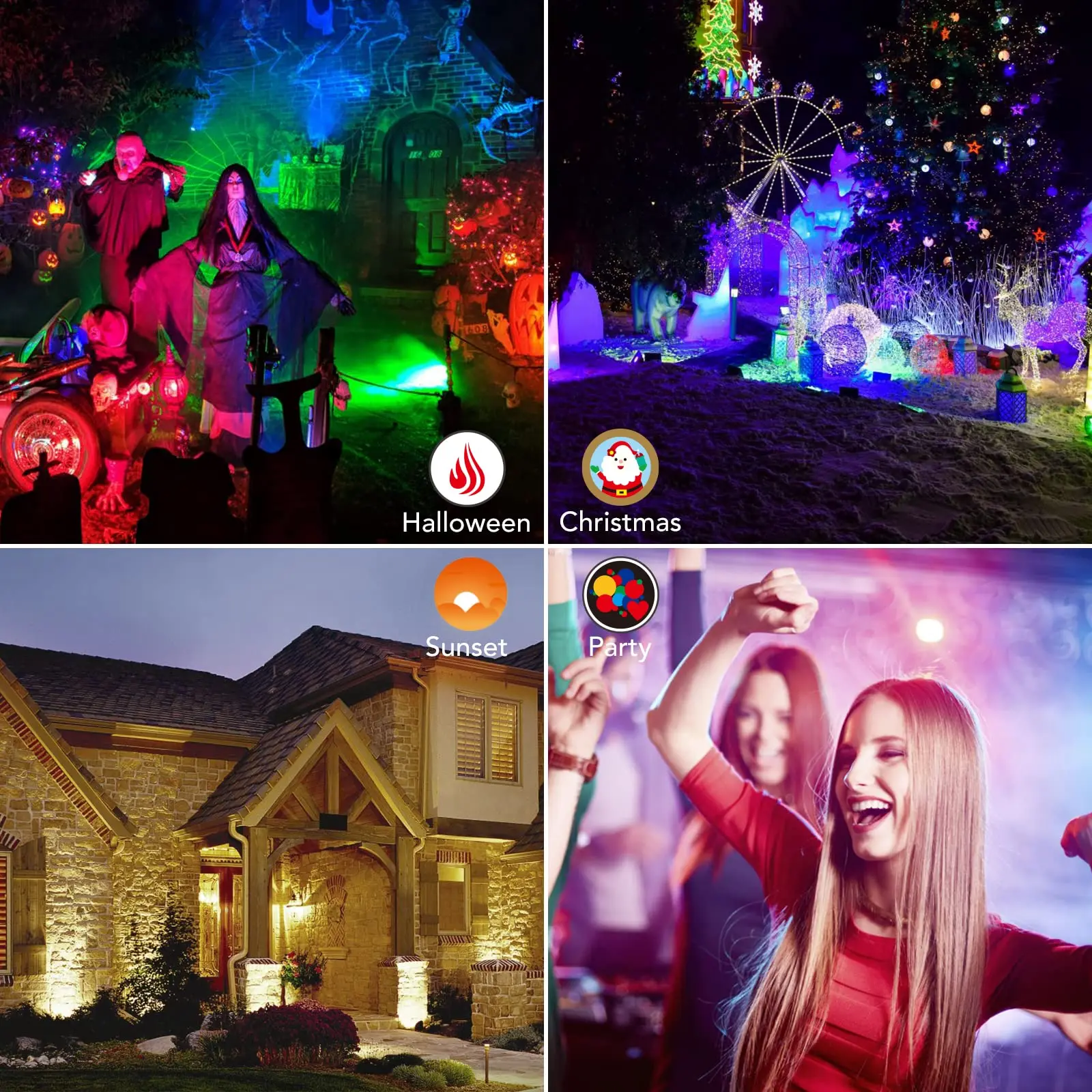 2Pcs LED Flood Light Outdoor, 400W Equivalent RGB Floodlight with Remote, 4000 Lumens 3000K 256 Colors Uplight with Mode