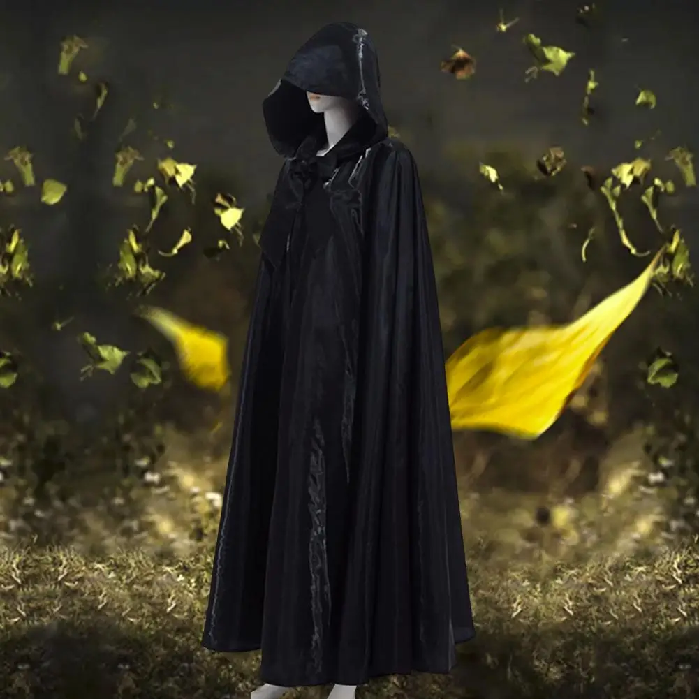 

Hooded Cape Super Soft Halloween Cape with Hat Fine Texture Hooded Cosplay Cloak for Witch Outfit Photography Prop Adult Men