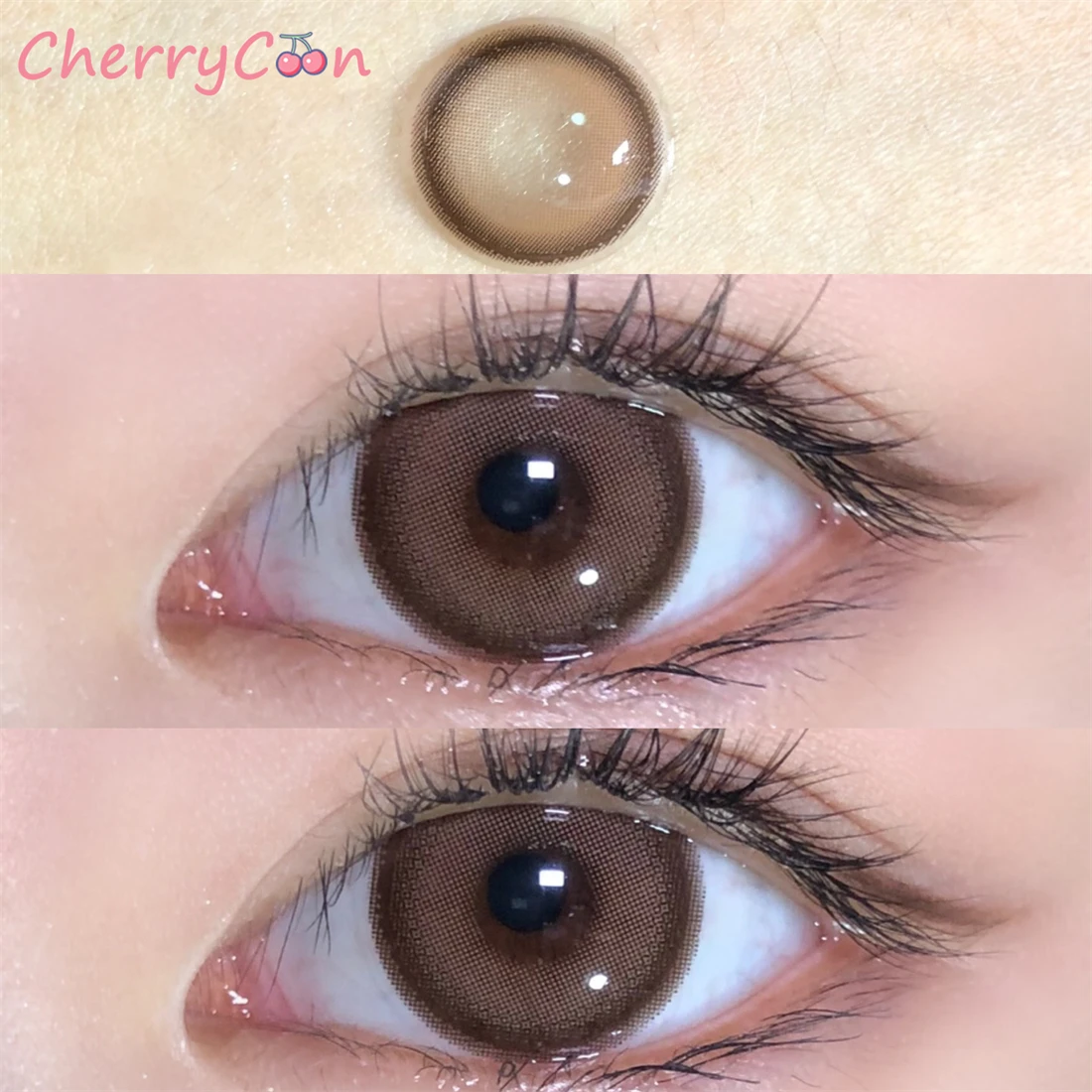 

CherryCon Tiramisu Brown Contact Lenses big beauty pupil yearly Colored Soft for Eyes Contact Lens Myopia Prescription degrees