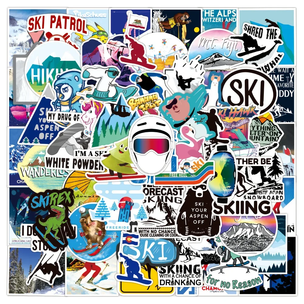 10/30/50PCS Cool Ski Brand Logo Stickers DIY Bike Travel Luggage Guitar  Laptop Waterproof Graffiti