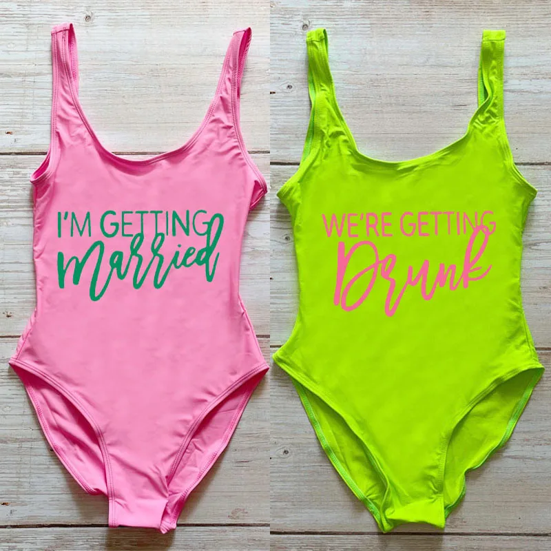 Maillot De Bain Une Pièce Team Bride - Pour Enterrement De Vie De Jeune Fille - Taille S à 3XL - Motif Géométrique - Polyester/élasthanne