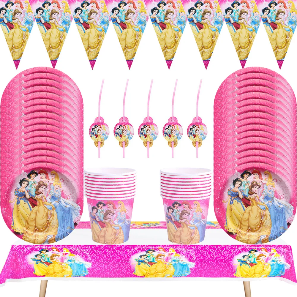 

Disney Snow White Princess Theme Kids Favor Paper Plate Cup Banner Party Decoration Party Supplies Disposable Set