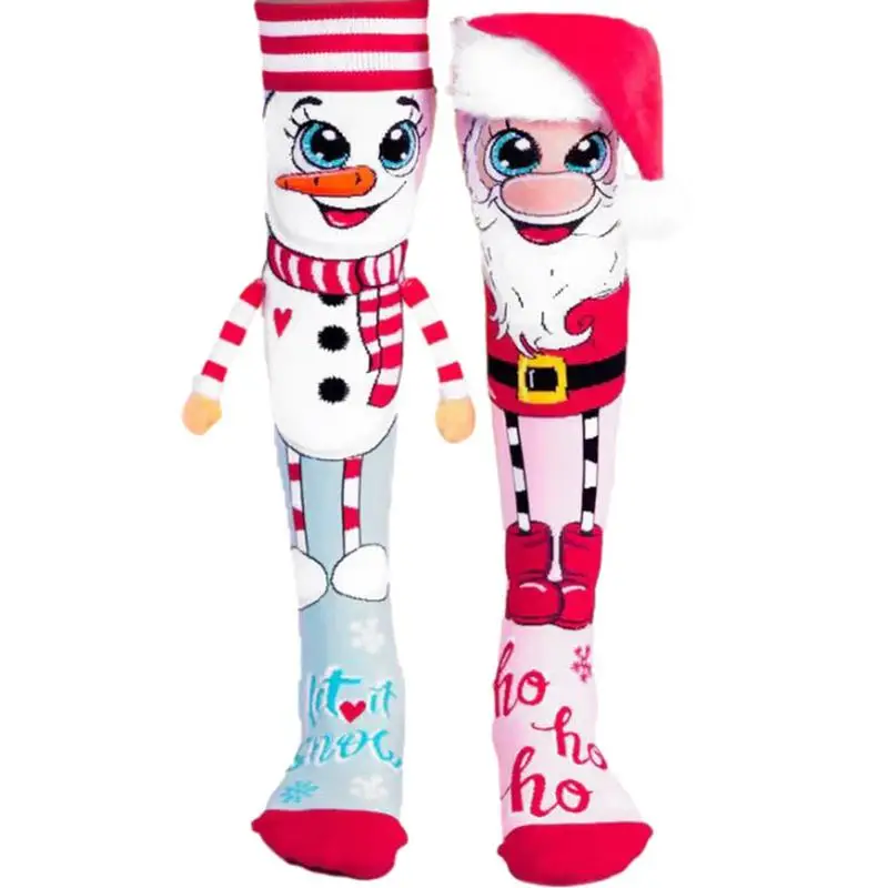 

Santa Socks | Christmas Knee High Socks Santa & Snowman | Novelty Women's Cozy Slipper Socks for Girls Women Fluffy Socks Christ