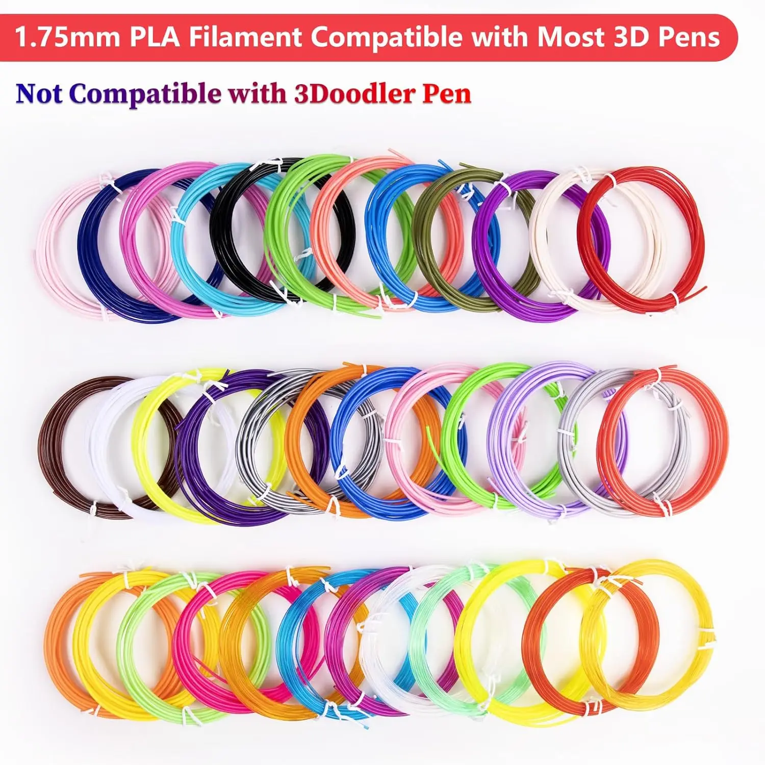 PLA 3D Printing Pen Consumables 36M 50M 100M 200M Diameter 1.75mm For 3D Printing Pen