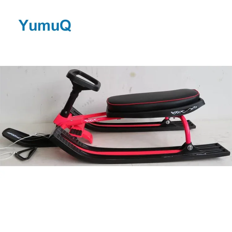 Plastic Winter Permanent Snow Sledge Sledding Floated Sled Car With Steering Wheel For Kids