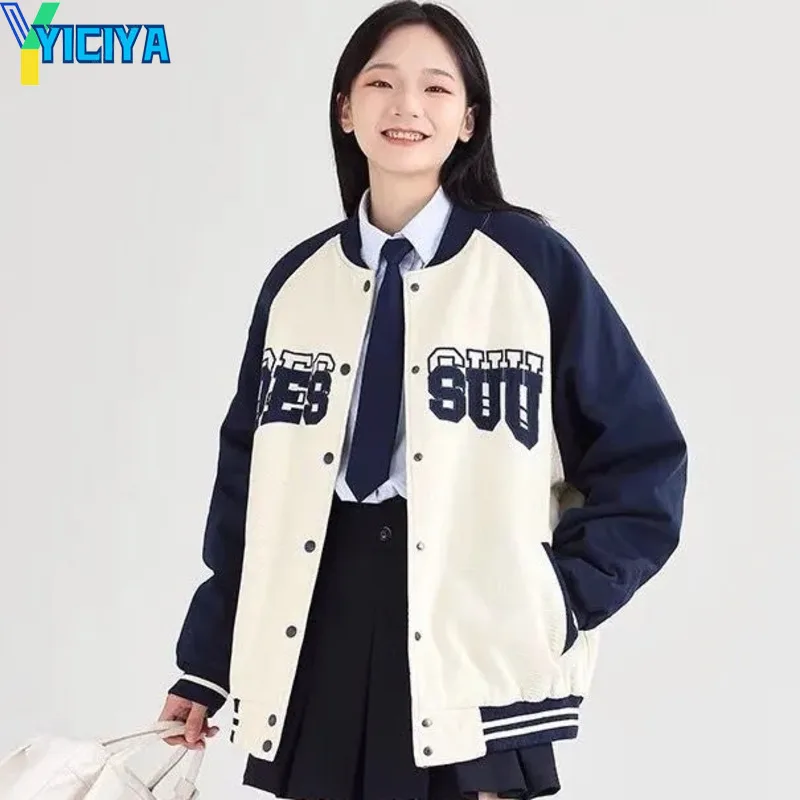 

Женская куртка-бомбер YICIYA varsity, женские бейсбольные куртки, женская модная Новая ветрозащитная винтажная куртка с вышивкой y2k, пальто, топы