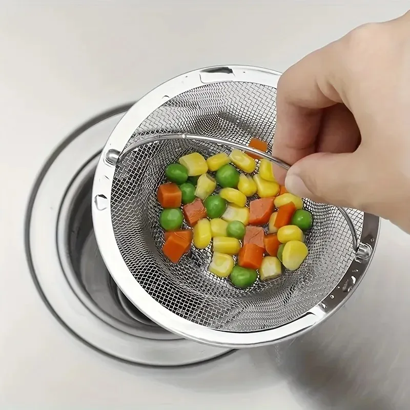 1PC Stainless Steel Kitchen Sink Strainer with Handle for Restaurant