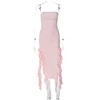 Robe Maxi d'été pour femmes, Vintage, élégante, noire, mode, sans manches, Slim, dos nu, pompon irrégulier, robes de soirée, Robe de rue, 2024