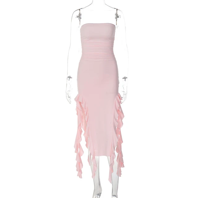 Robe Maxi d'été pour femmes, Vintage, élégante, noire, mode, sans manches, Slim, dos nu, pompon irrégulier, robes de soirée, Robe de rue, 2024