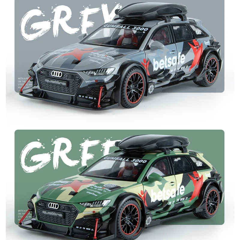 Alloy car model ornaments Audi RS6 modified version sound and light 6 door opening and return toy wagon music model ornaments 5