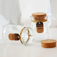 Lead-Free Small Lucky Star Glass Bottle Cork Pudding Gift Wish Yogurt Milk Party Supplies Bottles Candle Jar 2