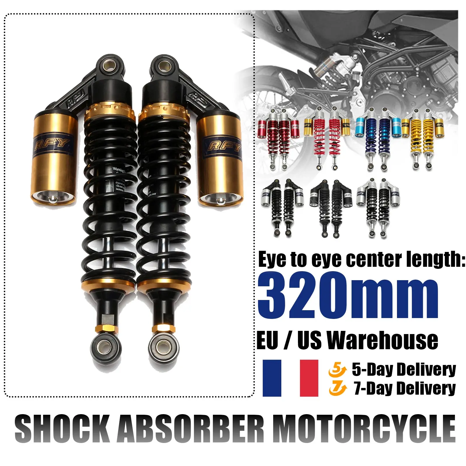 Universal 320mm 12.5" Motorcycle Air Shock Absorber Rear Suspension