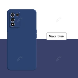 Solid Color Shockproof Silicone Case with Square Lens Protection for Realme Q3 Pro (Navy Blue)
