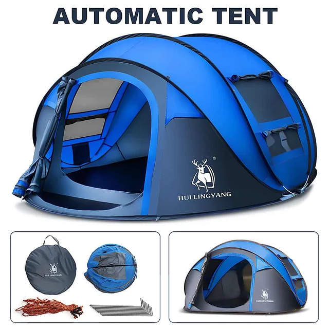 Windproof Waterproof 5-8 People Fully Automatic Camping Tent Automatic Pop-up Tent Family Outdoor Instant Setup Tent 1