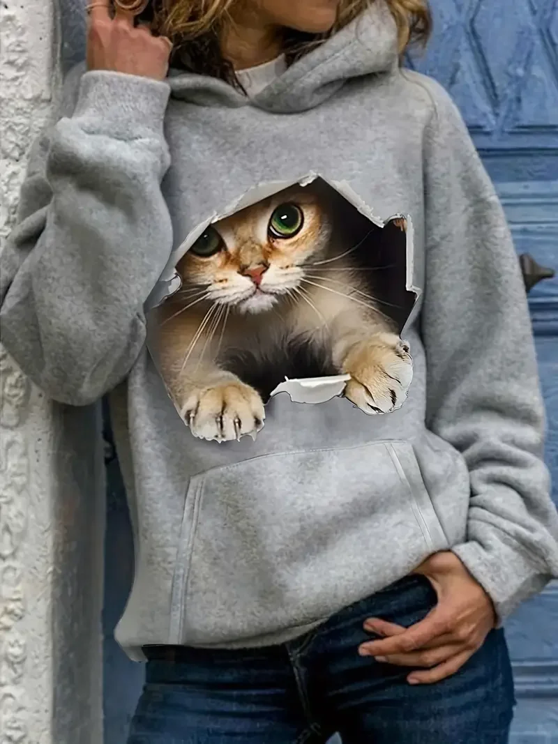 Funny Cat 3D Print Hoodies Men Women Fashion Animal Casual Autumn New Sweatshirts Oversized Hoodie Pullovers Tracksuit Clothing 1
