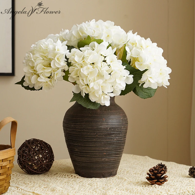 Big15Cm diámetro Hortensia Artificial con hoja flor falsa rama Floral boda  arreglo de flores accesorios decoración del hogar florero| | - AliExpress