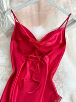 Sexy lace patchwork pajamas comfortable and casual long and comfortable women's nightgown - Image 3