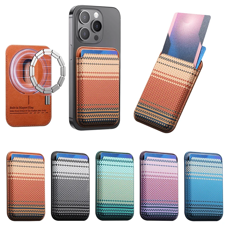 Premium Magnetic Carbon Fiber Wallet Card Holder with Leather Finish