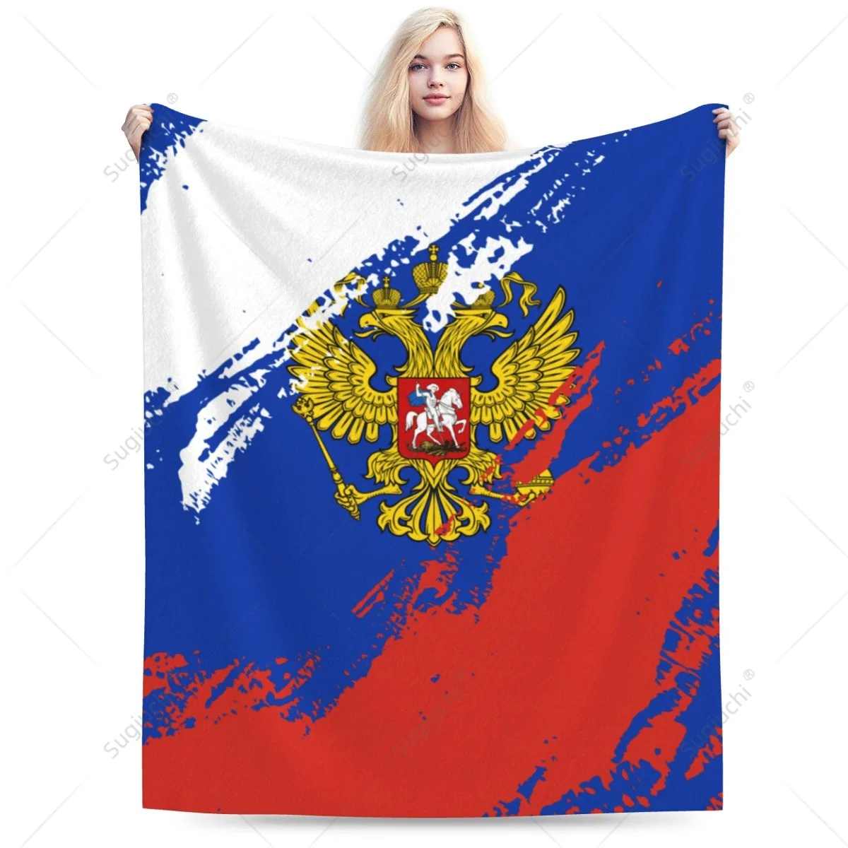 

Одеяло с российским флагом, цветной фланелевый многофункциональный чехол для кемпинга и дивана, сохраняет тепло