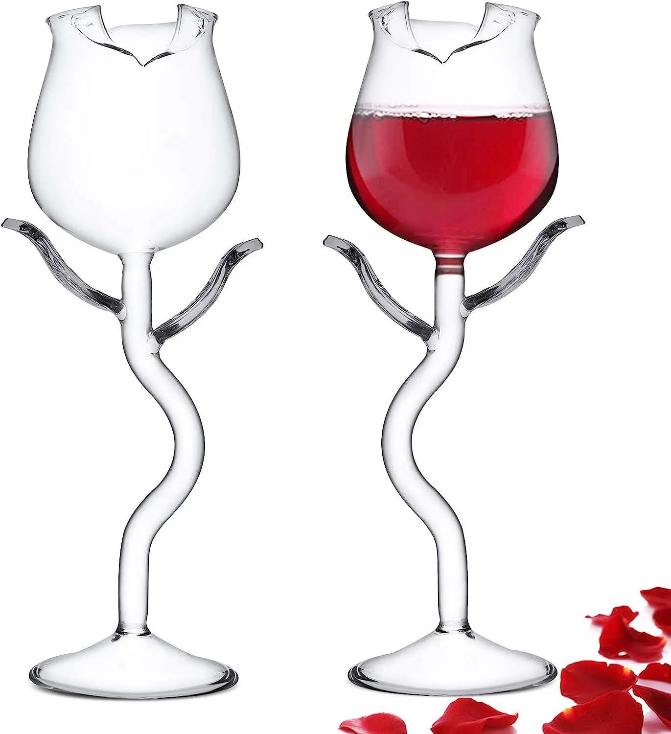 

2 Pack Rose Wine Glasses Creative Wine Goblet for Mothers Day Gifts Party Dinner Wedding Festival Wine Cocktail Glass