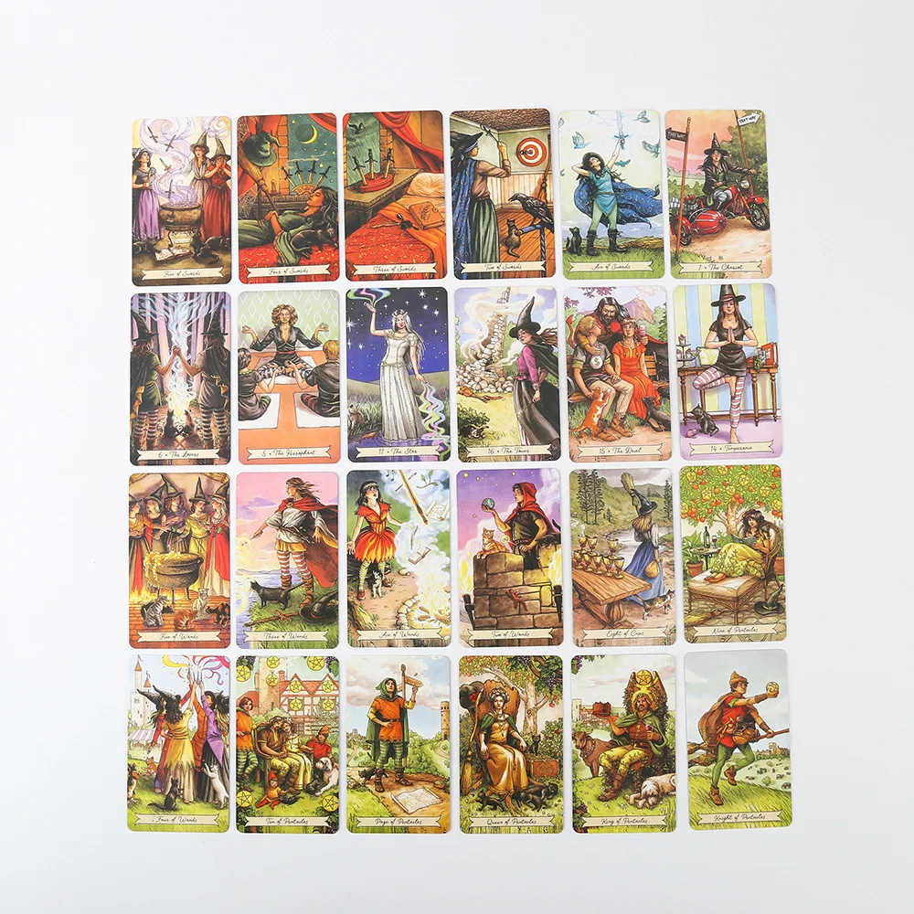 매일 마녀 타로 카드 골드 에지 오라클 데크 78 개 카드, 주석 금속 상자, 파티 개인 엔터테인먼트, 여성 소녀 카드 게임