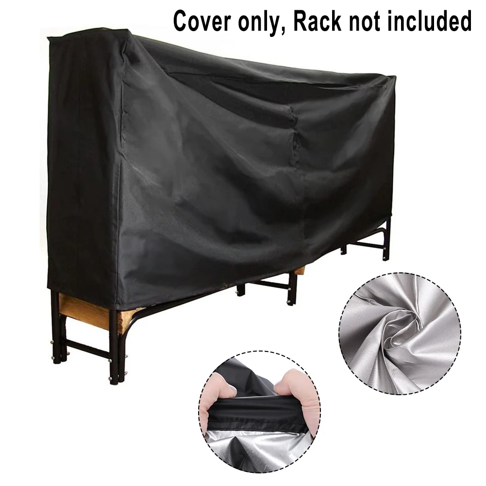 

8-Feet Firewood Cover 244*34*100CM Black Firewood Rack Lumber Log Rack Outdoor Oxford Cloth Protective Cover New
