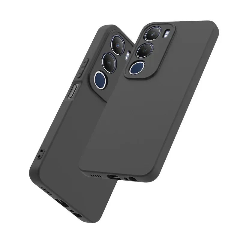 Sleek Black Matte Silicone TPU Case - Slim Protective Back Cover