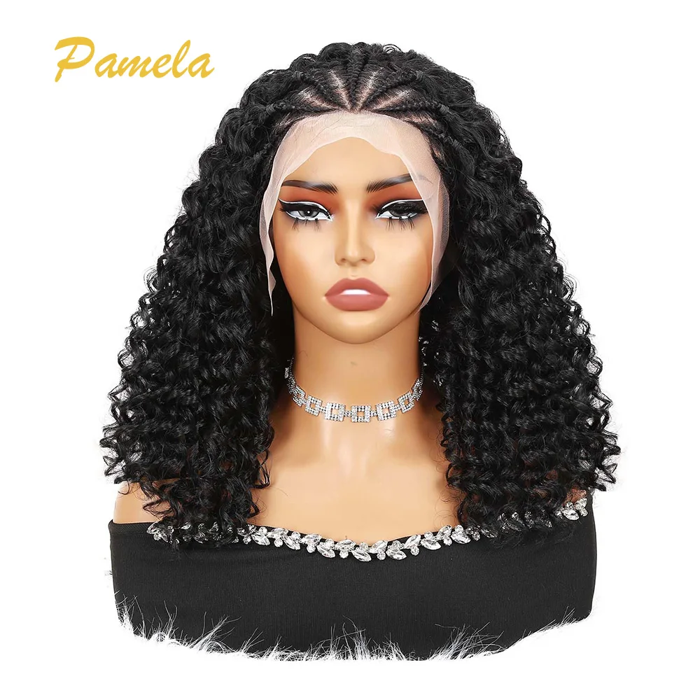 250% Density 100 Human Hair Curly Braided Wigs 13x4 Lace Front Crochet Human Hair Glueless Wigs For Black Women Deep Wave Wigs