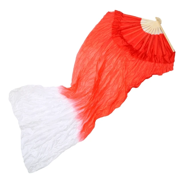 QAOlDH 2pcs 1.5M Silk Belly Dance Fan National Dance Dancing Long