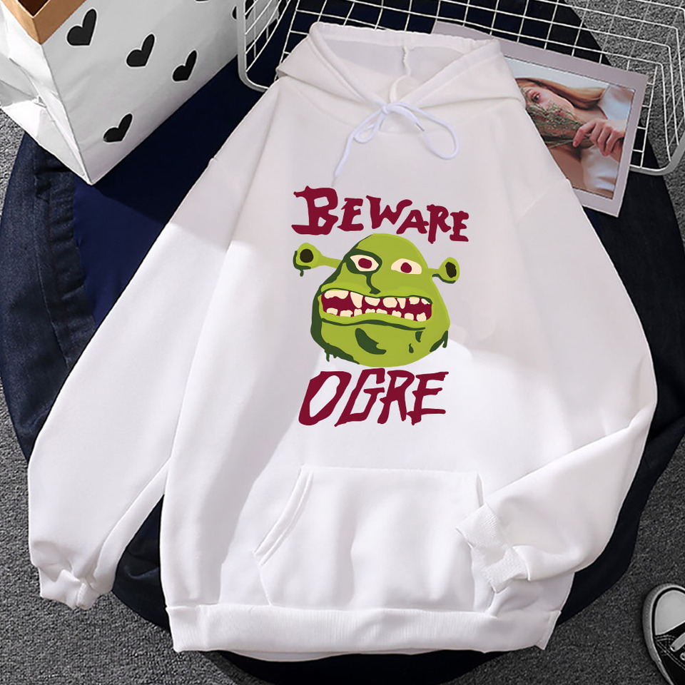 2025 new fashionable and Men's women's Shrek animated hooded simple long sleeved sweatshirts urban autumn winter топ crop tops