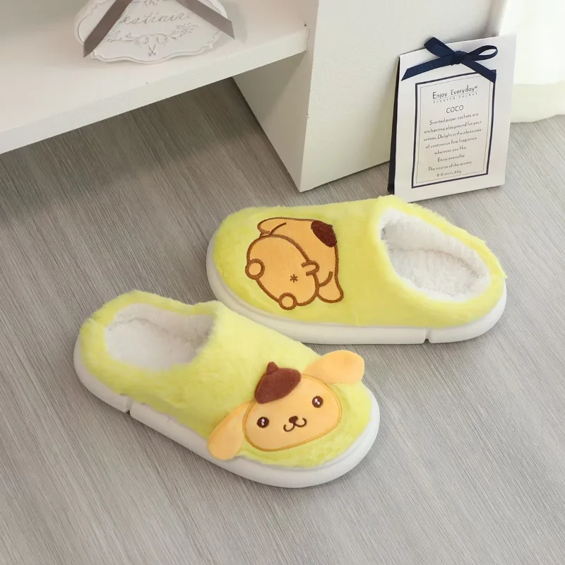 Sanrio Kulomi Cute Sweet Warm Home Women's Shoes Melody Cartoon Versatile Plush Bag Toes Platform Cotton Slippers 5