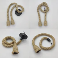 Vintage Hemp Rope Pendant Lights Attic Personality Industrial E27 Indoor Lightings For Loft/Living Room/Bar Retro Hanging Lamp 1