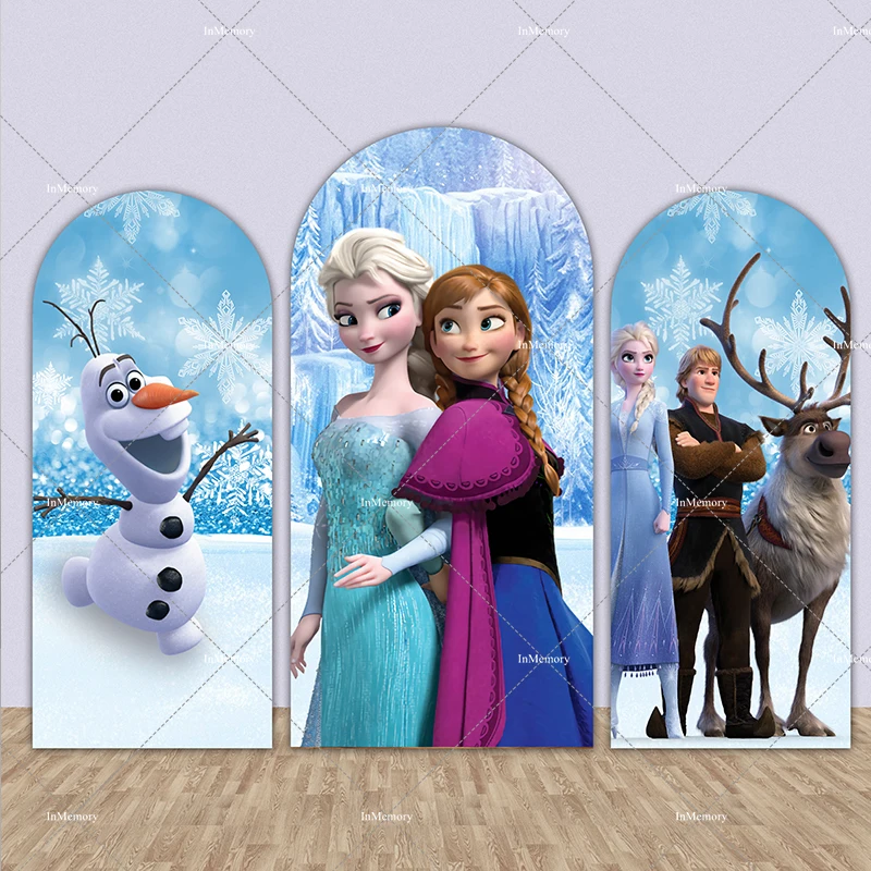 Frozen Anna and Elsa Arch Chiara Backdrop Arch Wall Cover for Kids Birthday Party Decoration Background Banner Photocall