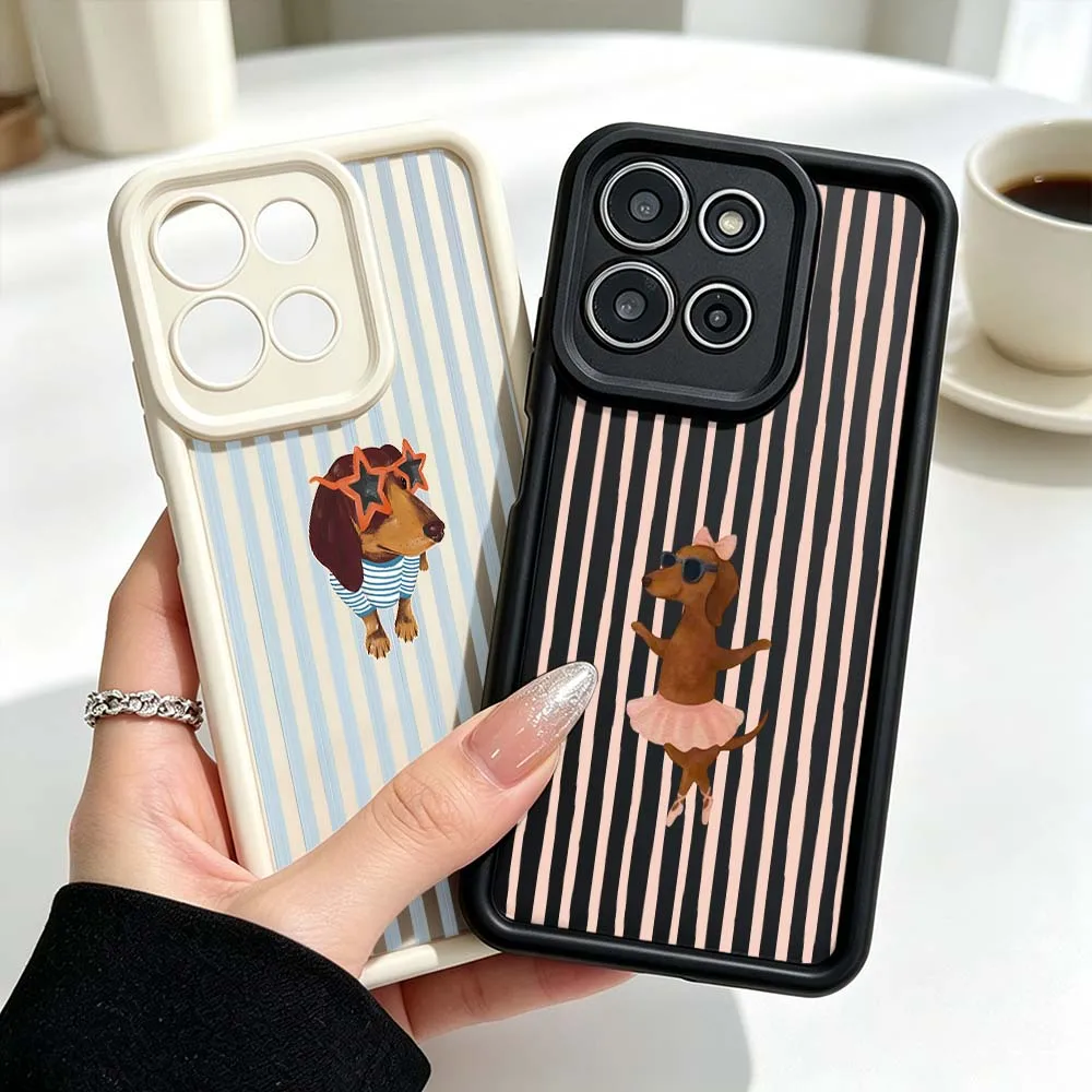 Charming Striped Dachshund Design Phone Case