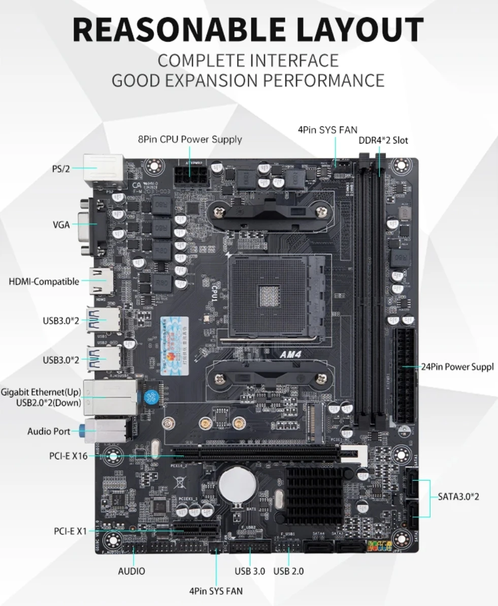 Placa base HUANANZHI A320 AM4 AMD Ryzen DDR4 para juegos - Image 4