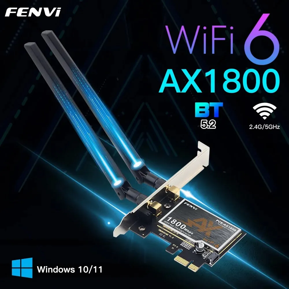 Fenvi adaptador pcie desktop sem fio wifi 6 1800mbps ax1800 bt5 2 802