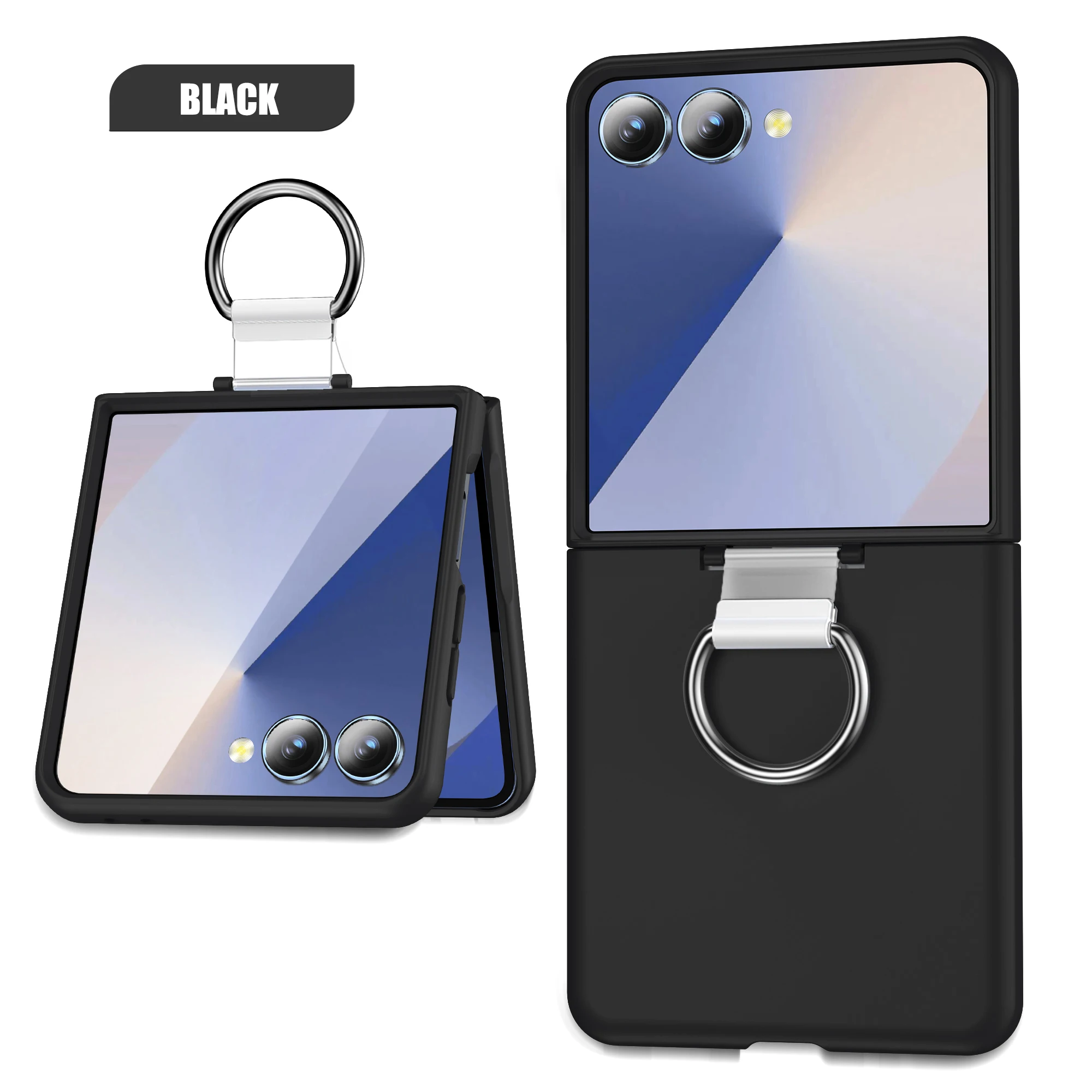 Shockproof Phone Case with Ring Holder and Hard PC Armor Back Cover