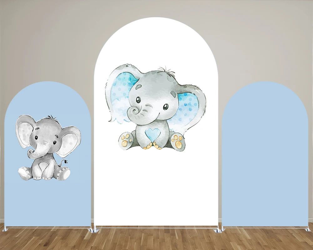 

Spandex Arch Backdrop Cover Cute Elephant Arch Stand Frame Background Cover for Birthday Baby Shower Wedding Party Decoration