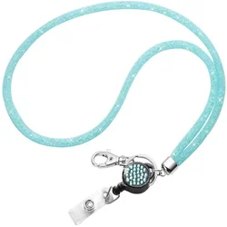 Retractable Lanyard and Badge Holder with Keychain Necklace Strap (Light Blue)