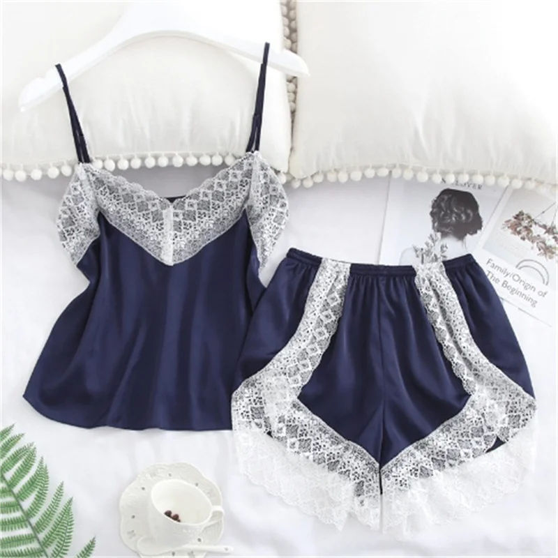 Sexy Lace Ruffles Suspenders Strapless Tops & Shorts - Pajamas Underwear Two-Piece Set