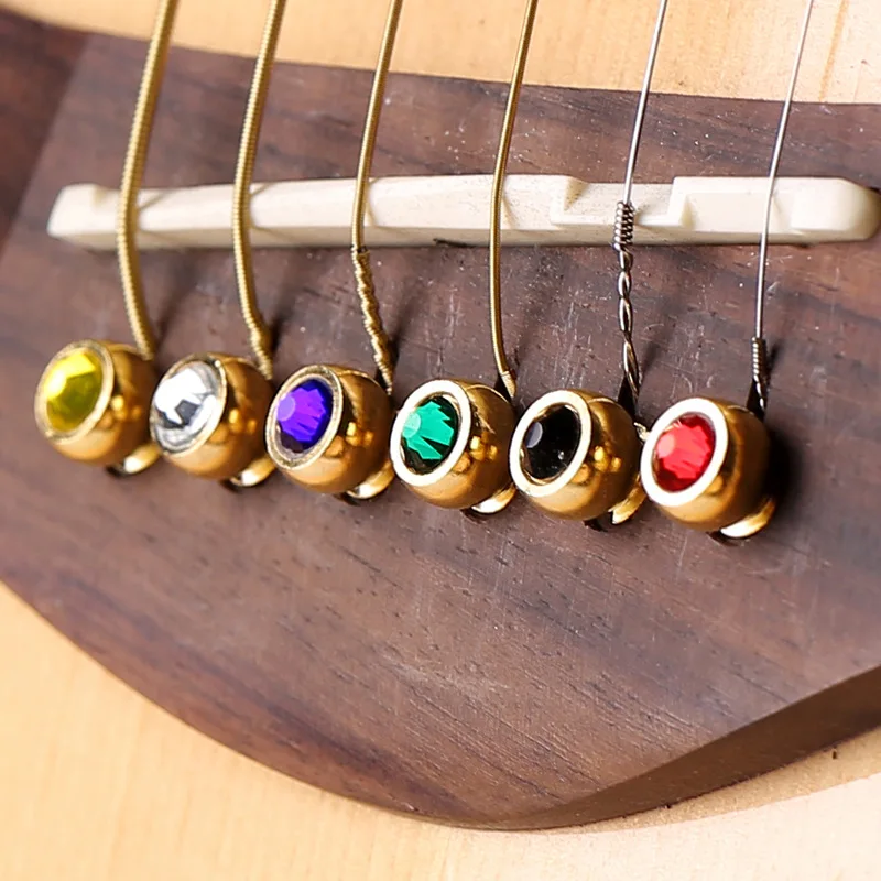 6pcs With Box Guitar Strings Nail Acoustic Guitar Bridge Pins Brass Guitar Strings Fixed Cone String Pins String Nails guitarra