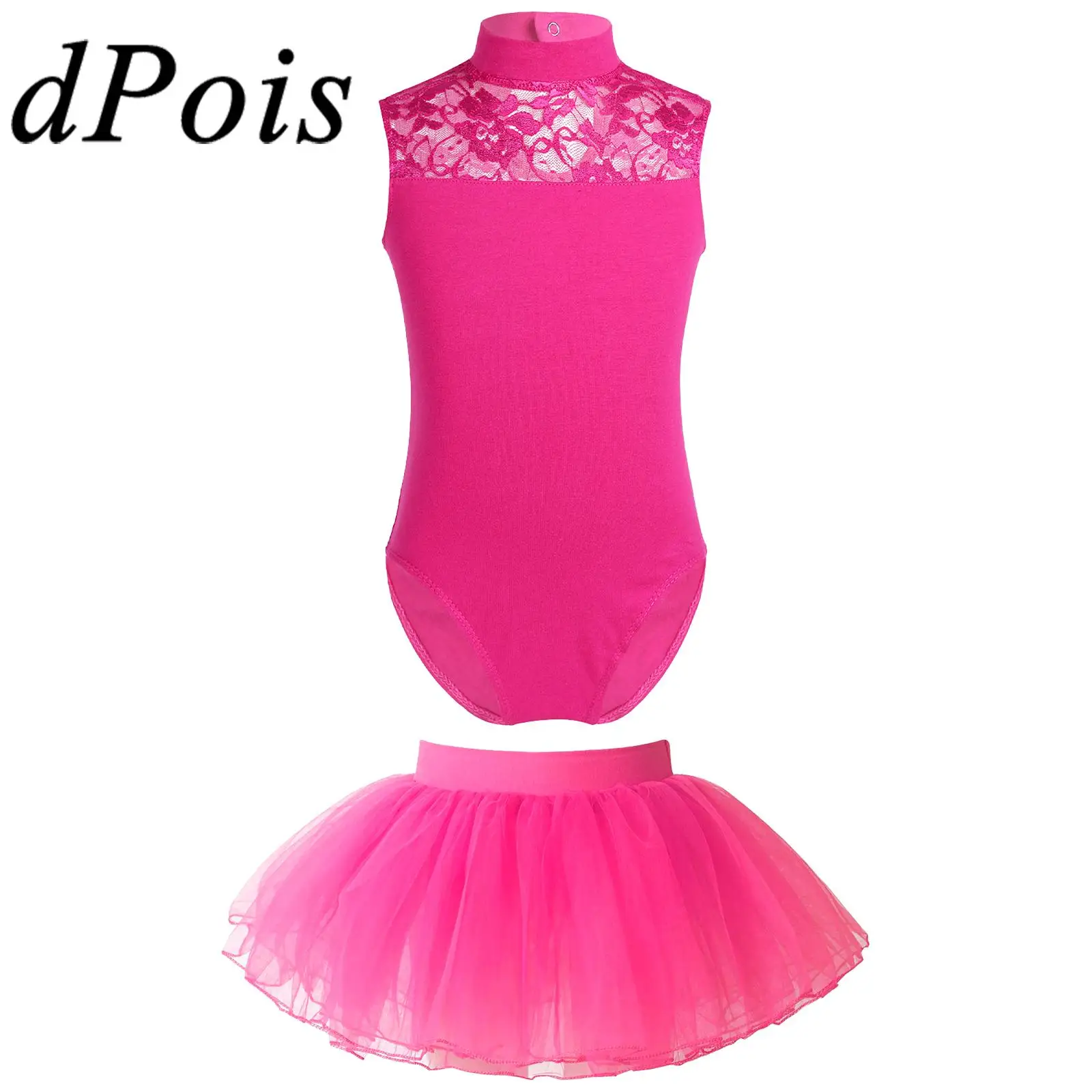 

Children Ballet Dance Outfits Kids Girls Sleeveless Lace Leotards with Tutu Skirts Gymnastics Jumpsuit for Girl Dancewear Sets