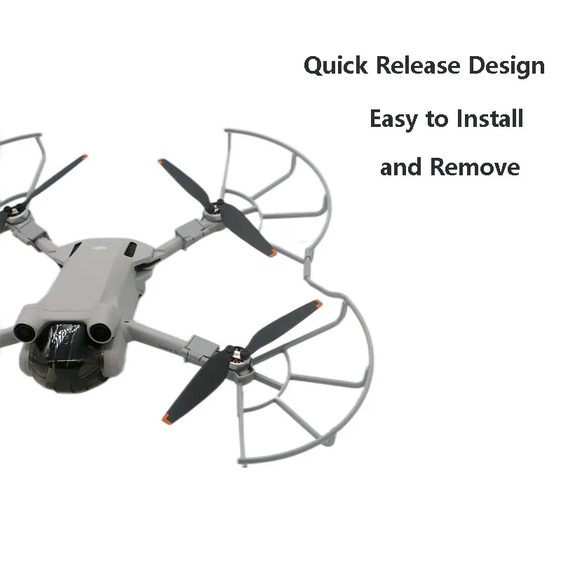 Paire de protège-hélices anti-collision pour DJI Mini 3 et Mini 3 Pro, gris clair, présentée sur fond blanc.